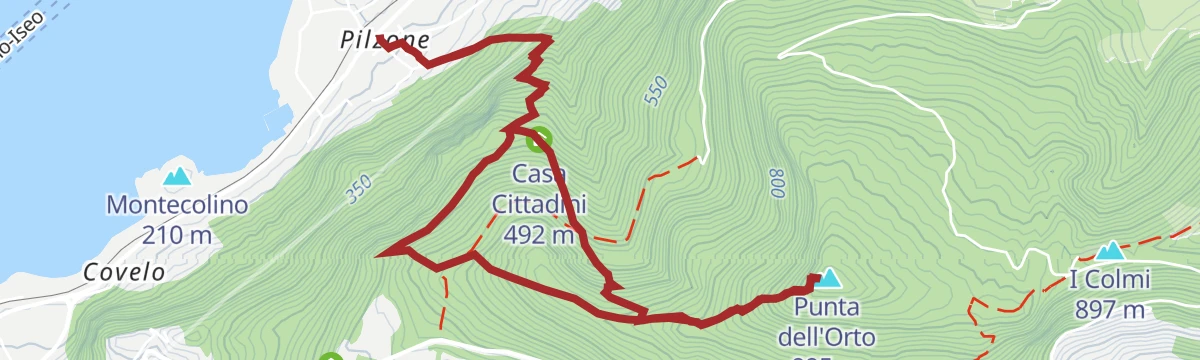 Route map: Trekking da Pilzone d'Iseo a Punta dell'Orto